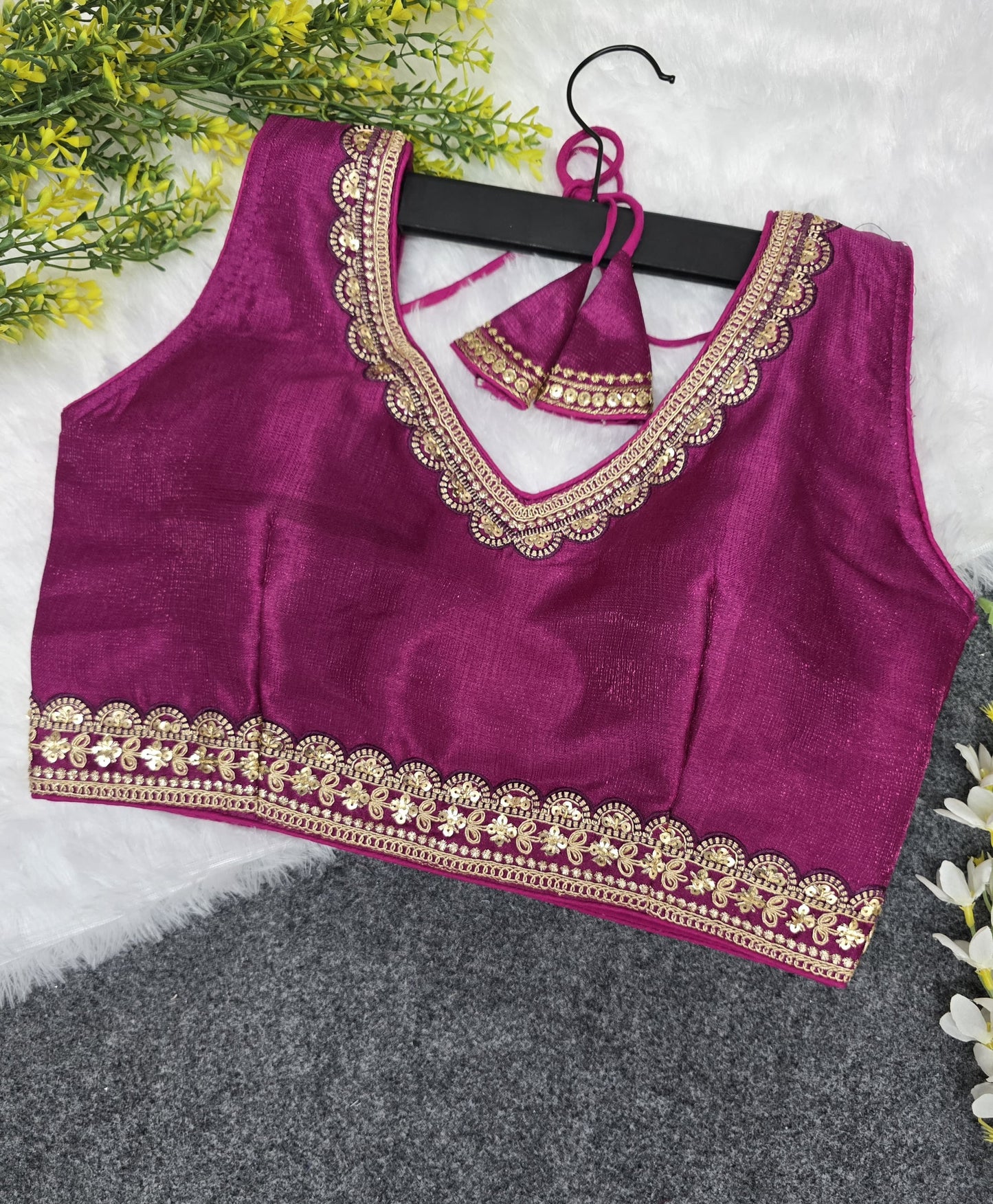 Slub silk partywear ready made blouses