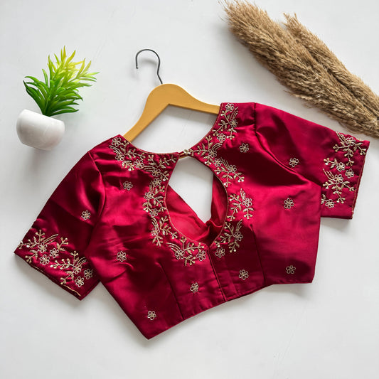 Beautiful handwork all over back and sleeves ready made blouse
