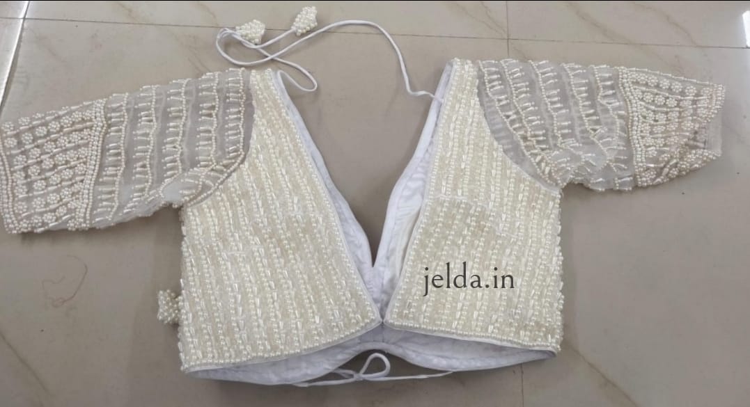 Exclusive pearl and net work - custom made blouses