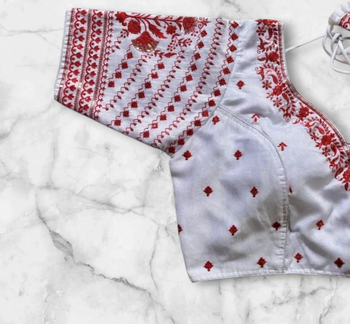 Cotton embroidery work ready made blouse