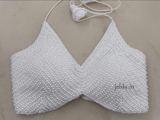 Exclusive pearl work v neck - custom made blouses