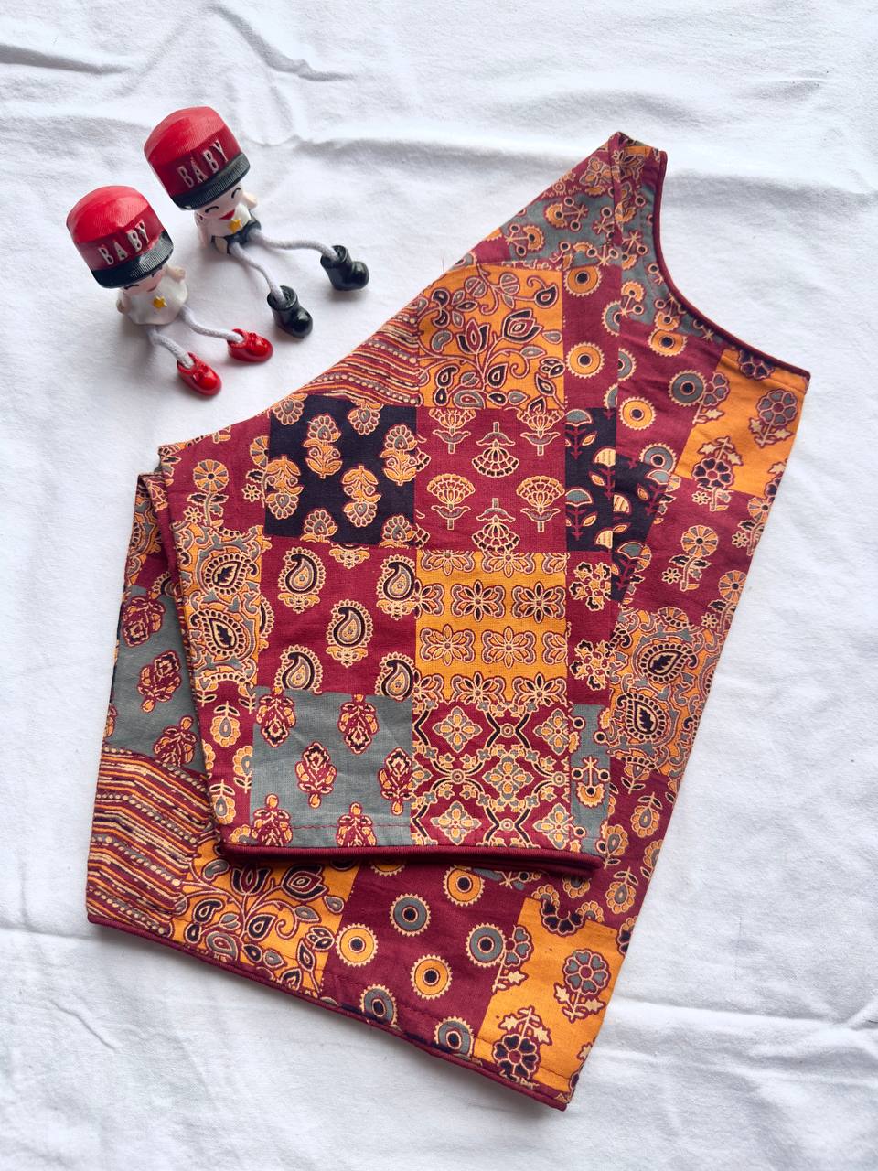 Pure Ajrakh HandBlock Cotton - Premium Readymade Blouse