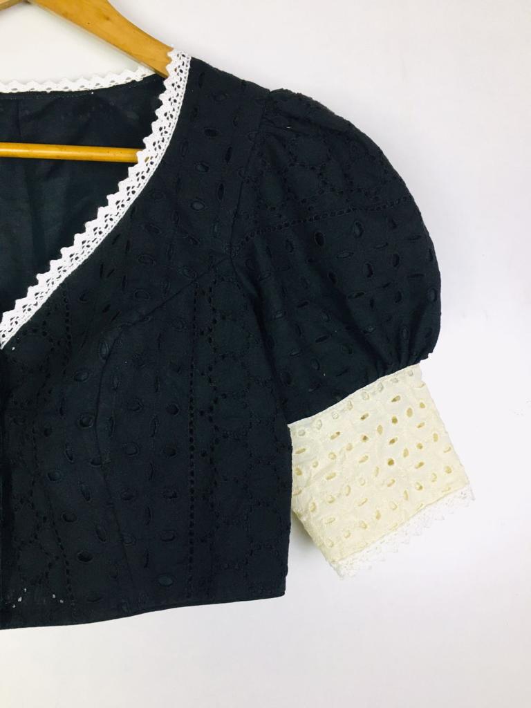 Hakoba puff sleeve with lace work Designer Blouse