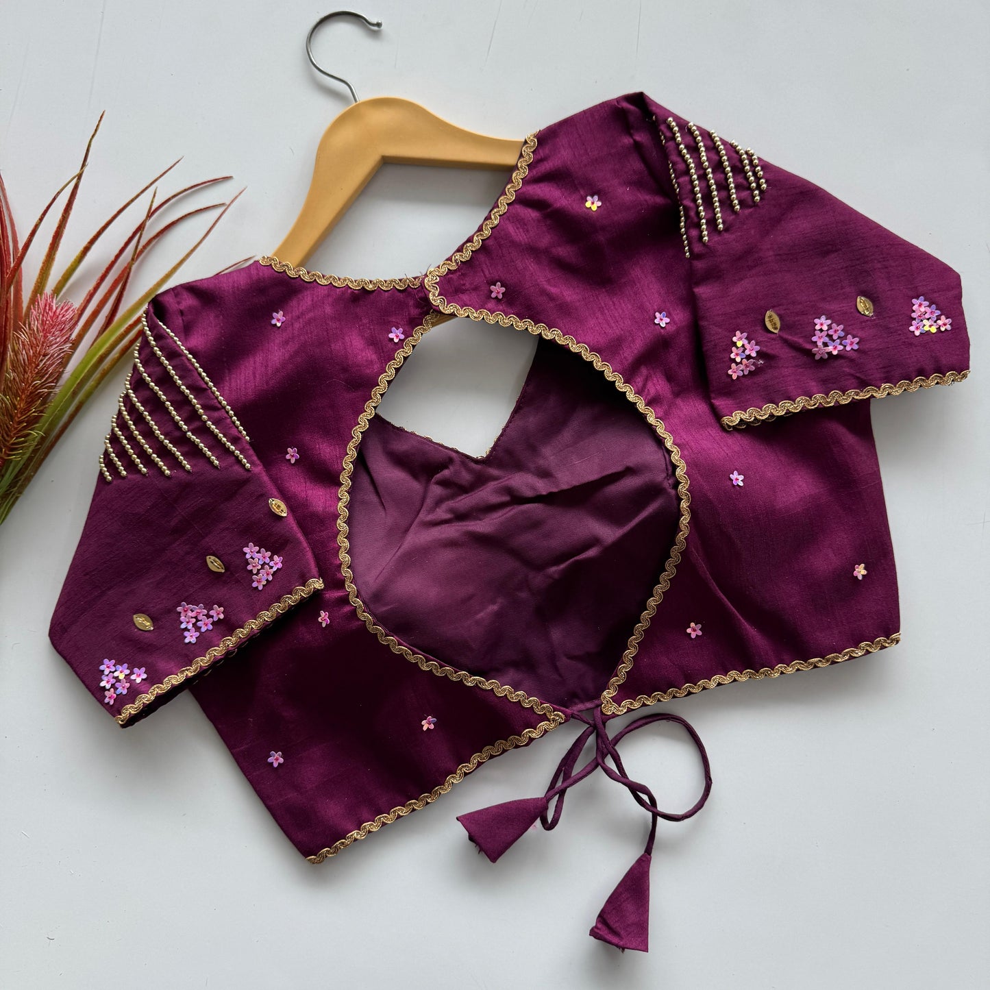 A beauty of golden handwork work all over ready made blouses