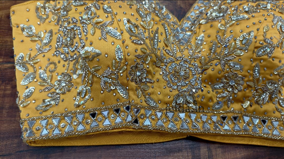 Heavy Embroidery work sleeveless - custom made blouses
