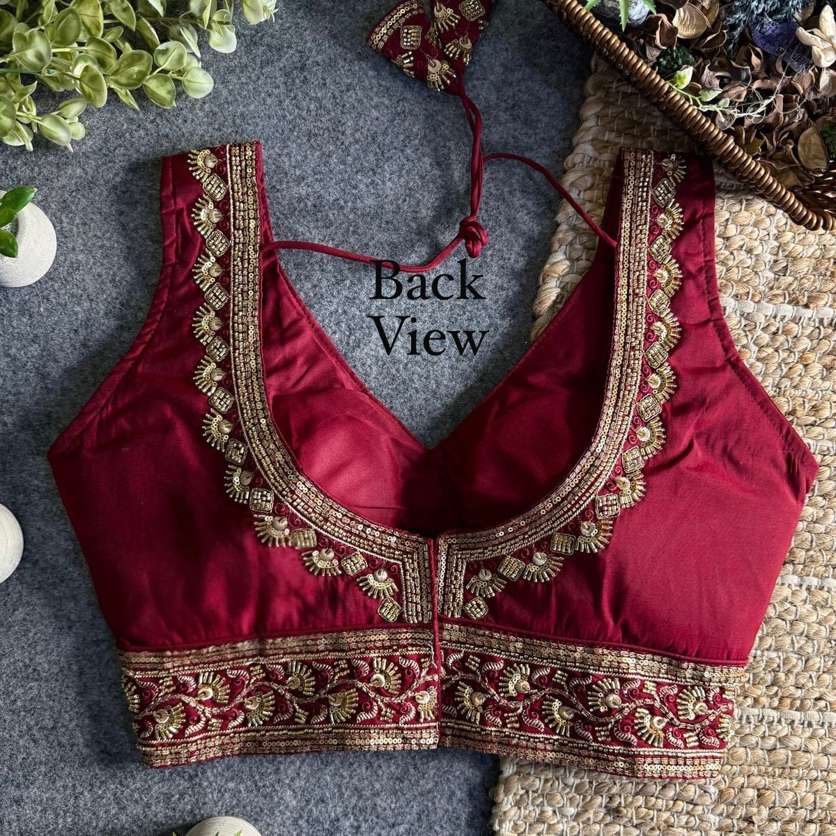 Heavy zari + Codding sequins & Beads Work ready made blouse