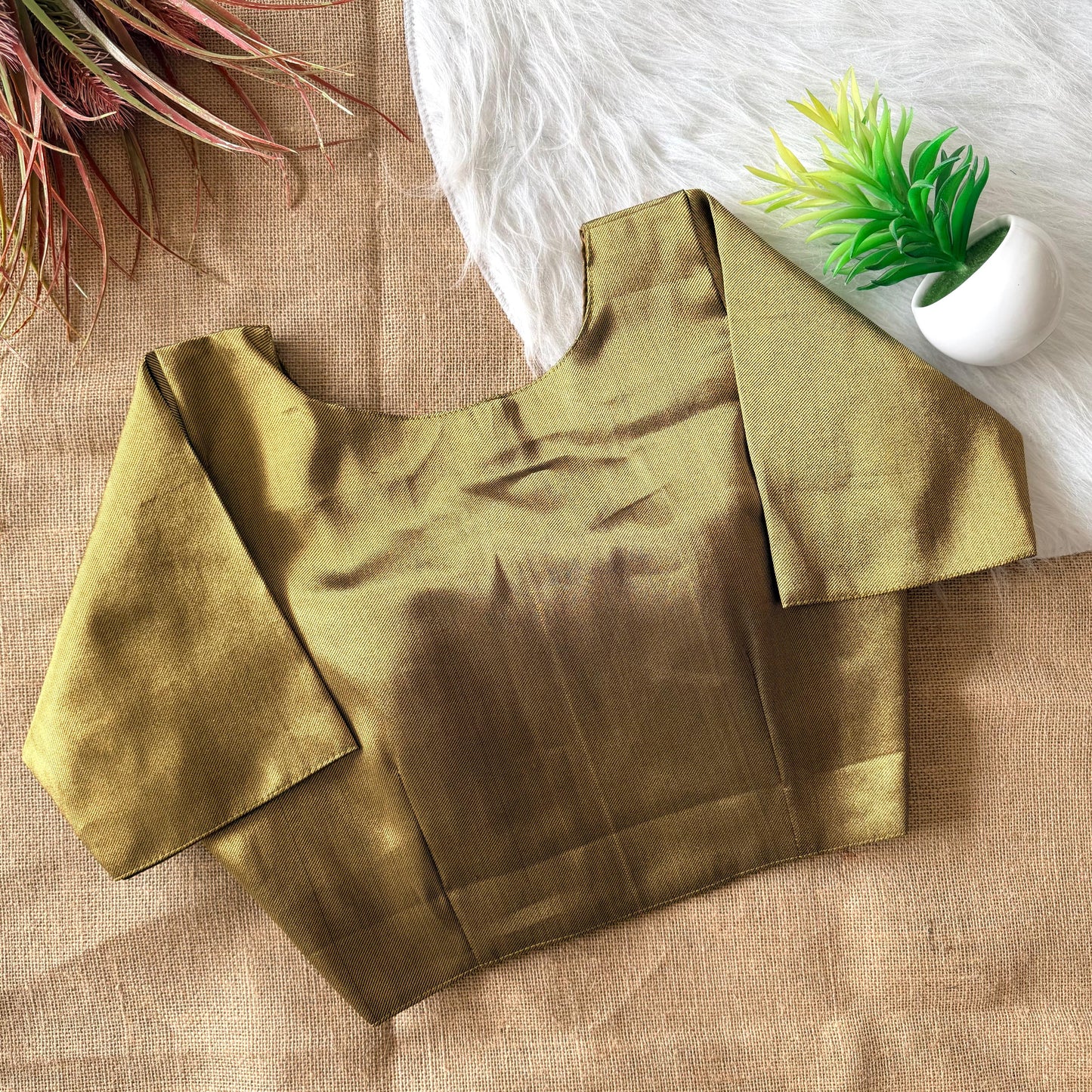 Real zari weaving all over ready made blouse