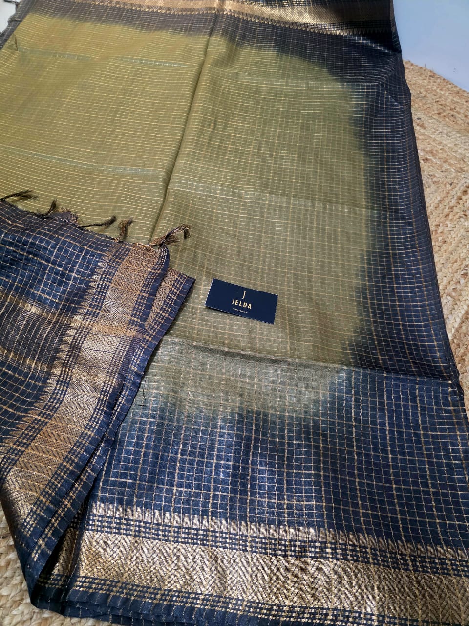Kota soft golden border saree With contrast running blouse