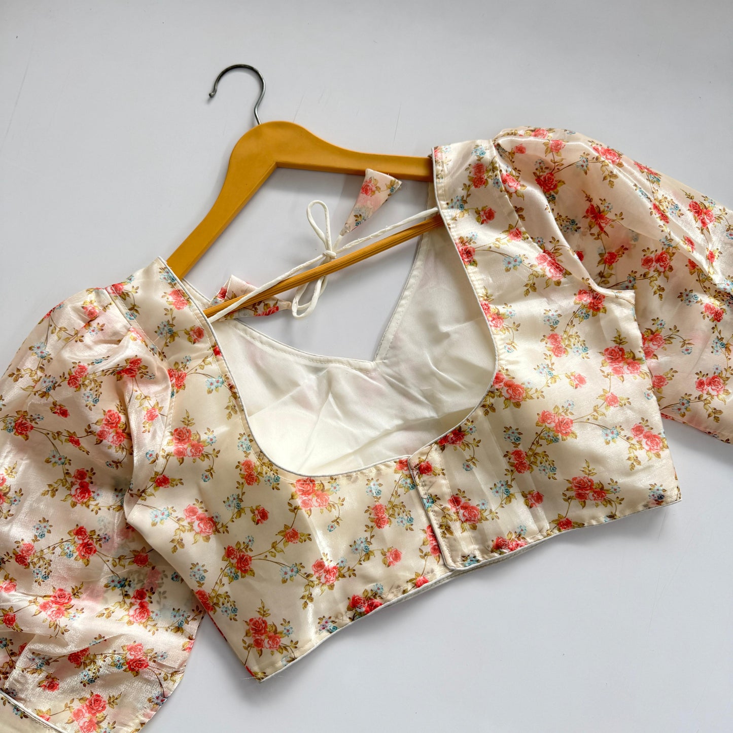 Beautiful Kalamkari print with beautiful buttons ready made blouse