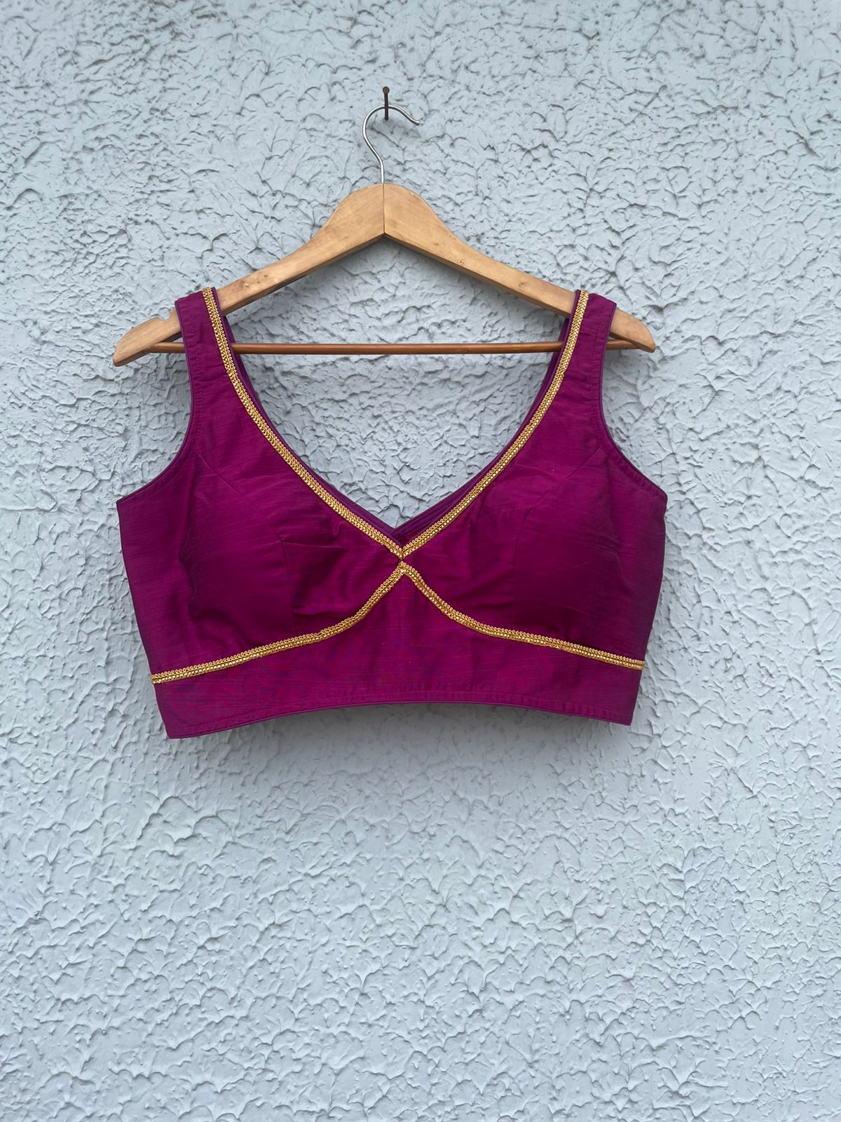 Raw silk with golden lace work designer blouses
