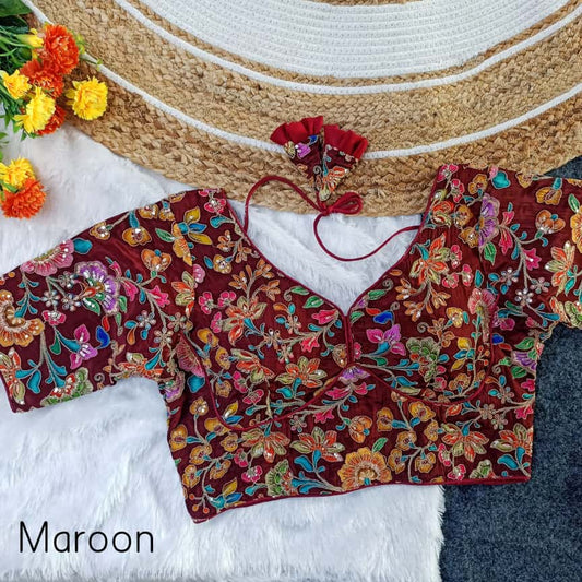 Exclusive Position Print, Taar Codding With Sequence Embroidered ready made blouse