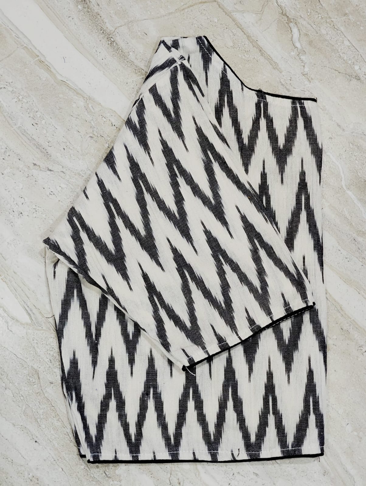 Ikkat Cotton Boatneck - Premium Readymade Blouse