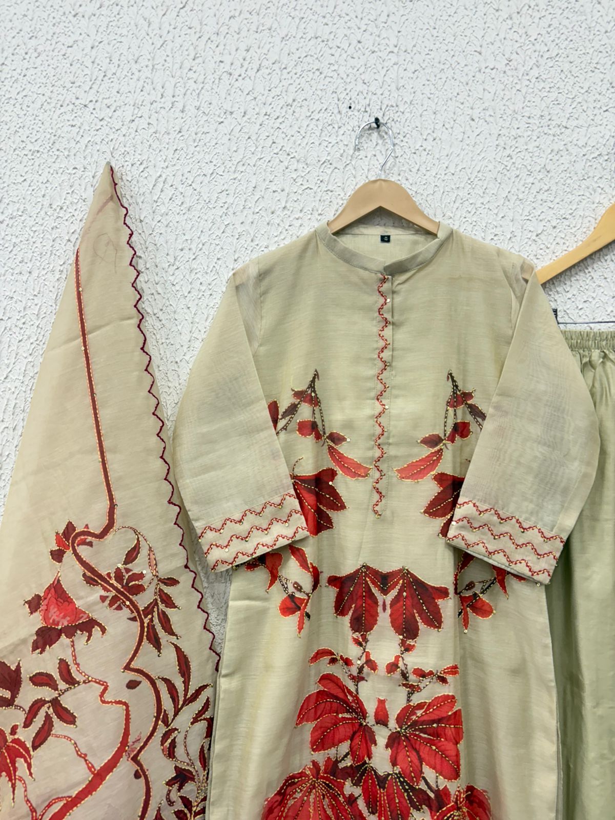 Pure Linen hand kantha work salwar suit