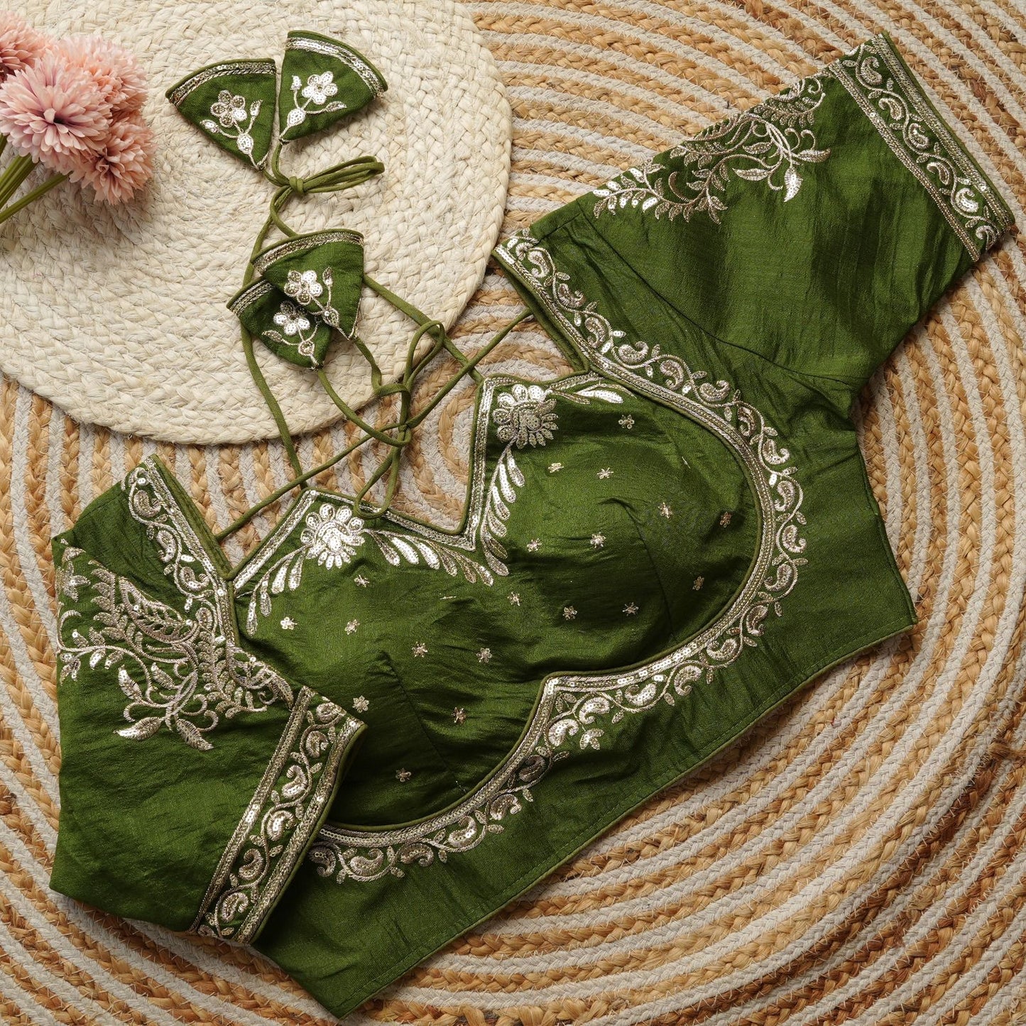Beautiful golden embroidery work ready made blouses