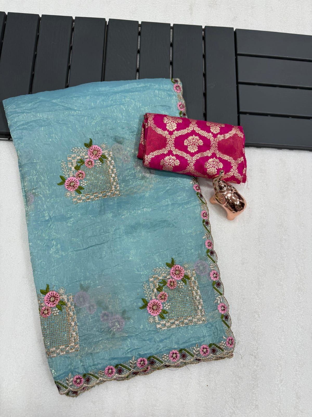 Pure paper silk crush saree