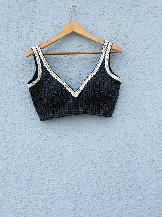 cotton with lace work sleeveless designer blouse