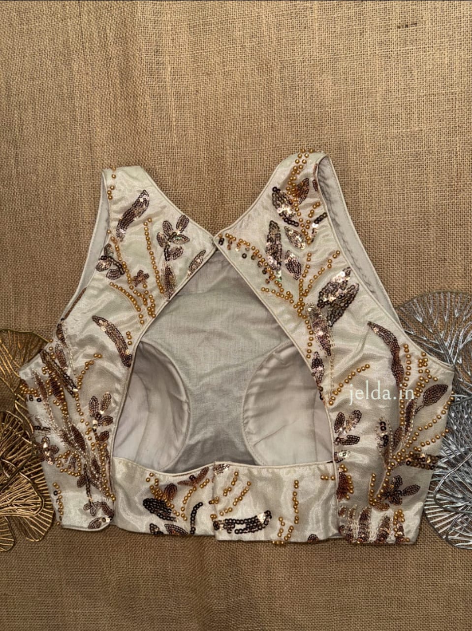 High-Neck Heavy Embroidered Blouses – Designer Sequin Edition