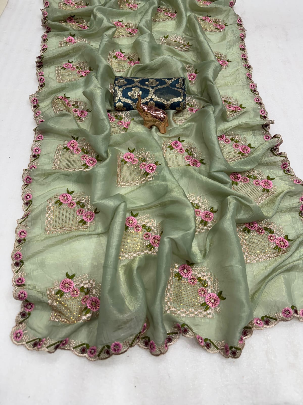 Pure paper silk crush saree