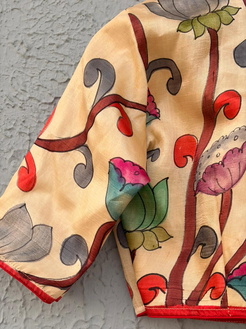 Murshidabad silk hand kalamakari designer blouse