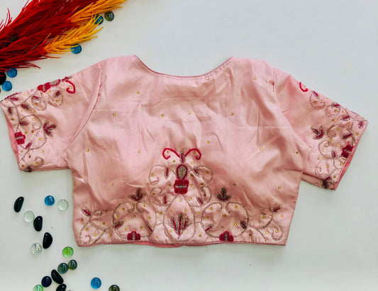 Beautiful handwork all over with pearl work ready made blouse