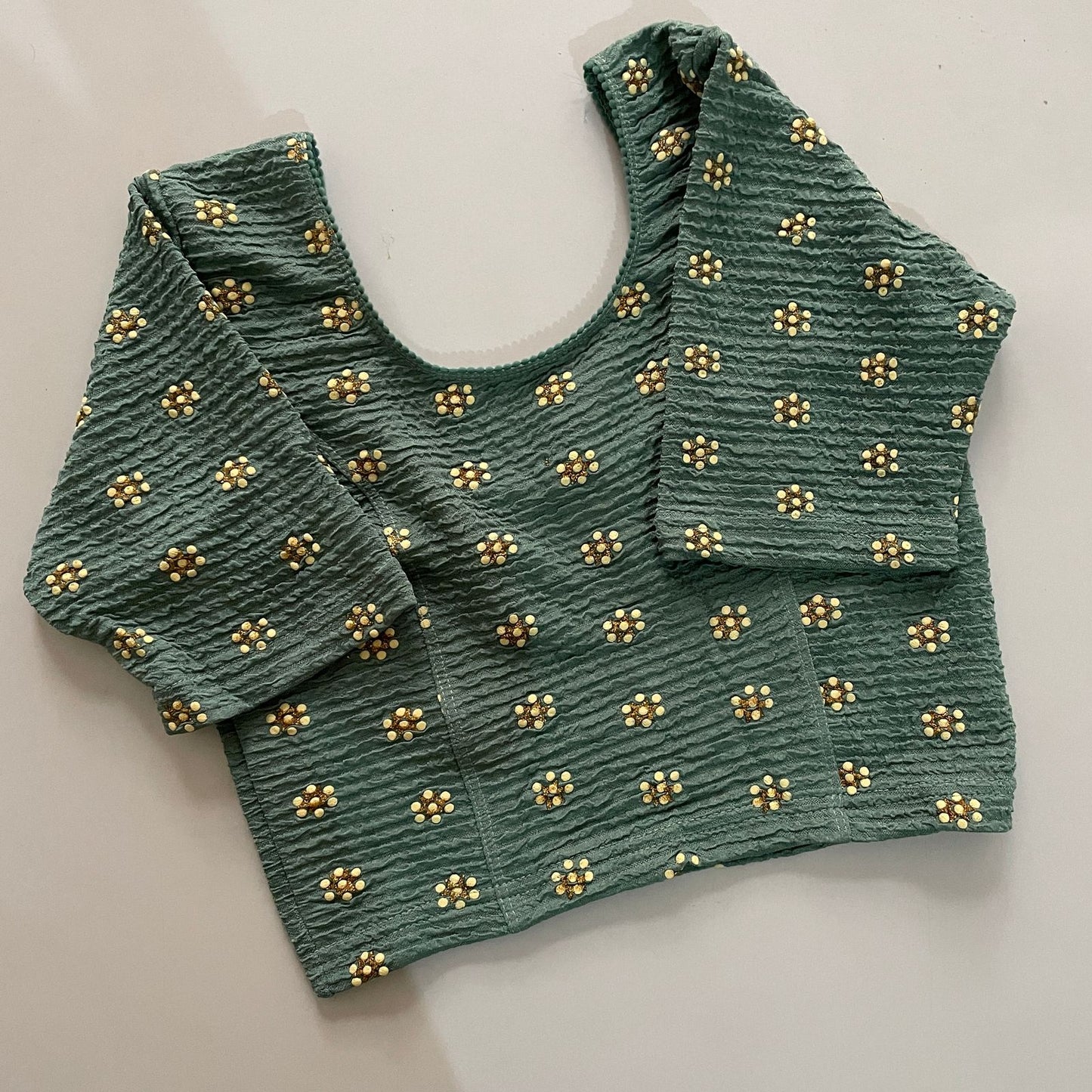 STRETCHABLE CRUSH WITH FOIL WORK - PREMIUM READY MADE BLOUSE