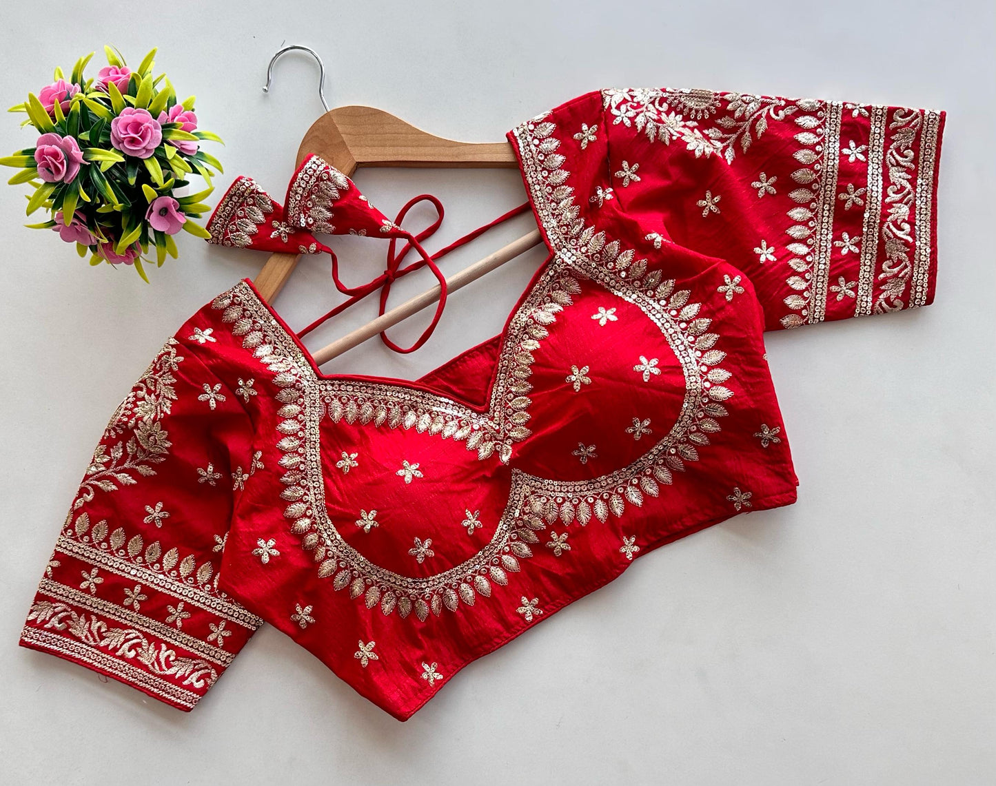 Golden Embroidery With Sequins Touch Up All Over - Premium Readymade Blouse