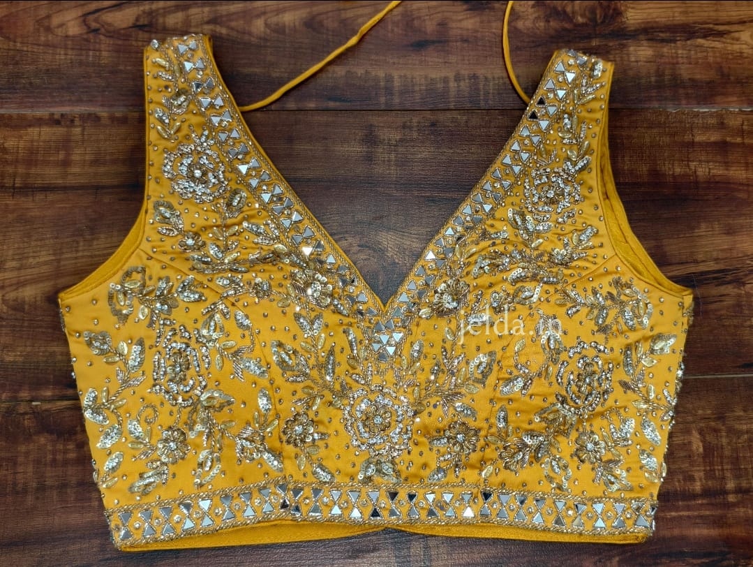 Heavy Embroidery work sleeveless - custom made blouses