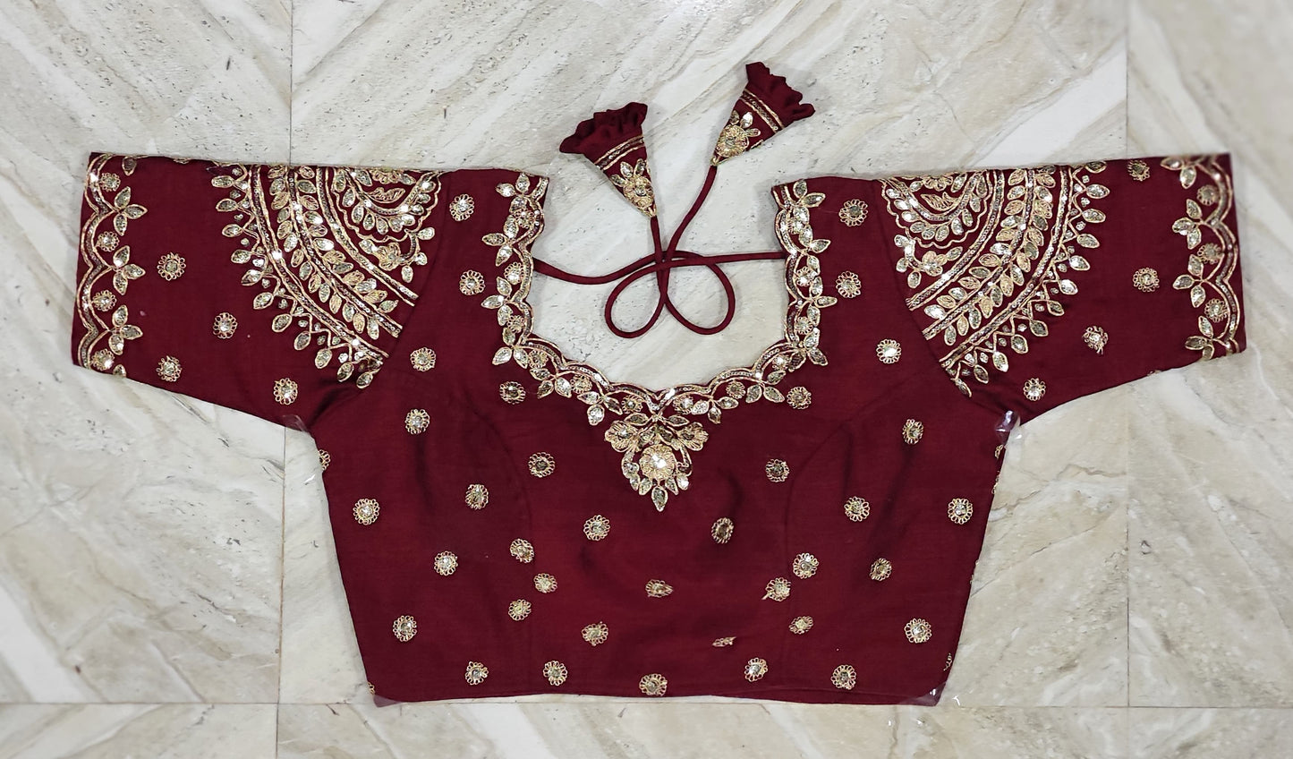 Bridal soft smooth silk ari work ready made blouse