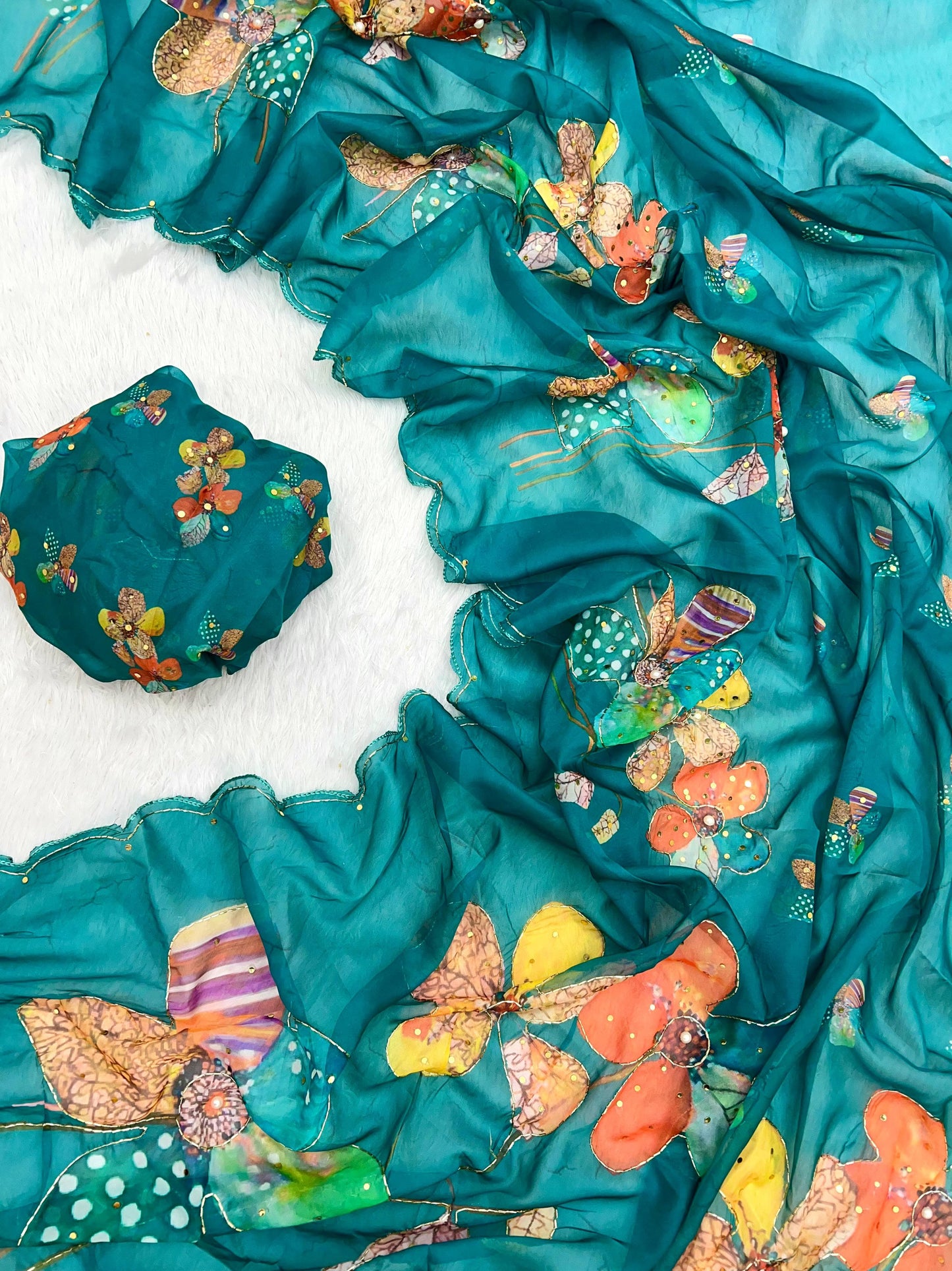 Pure Tebby Silk hand work saree