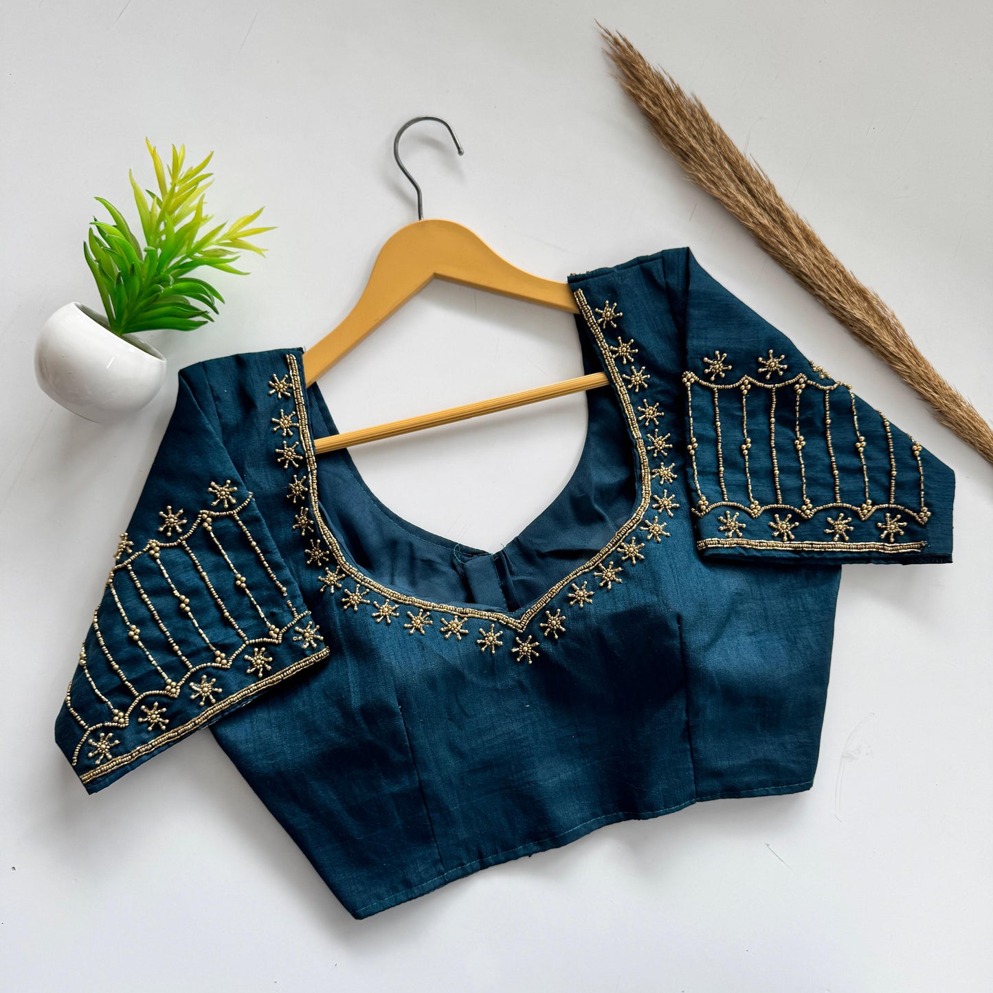 Beautiful handwork all over front and sleeves with designer handwork ready made blouse