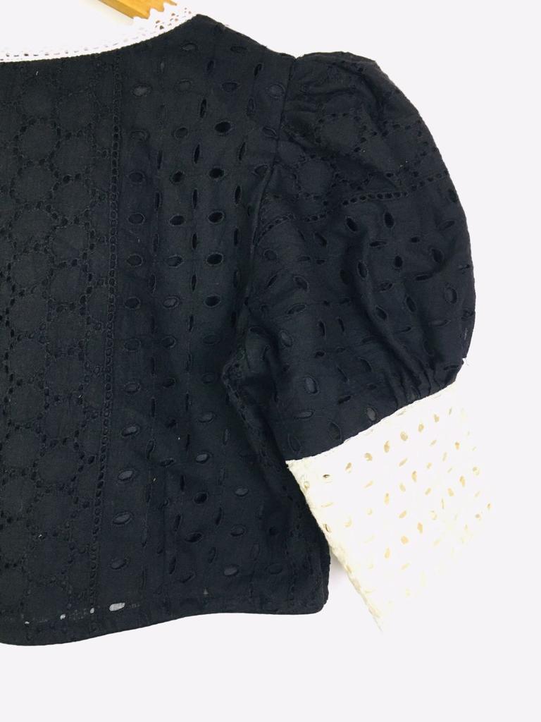 Hakoba puff sleeve with lace work Designer Blouse