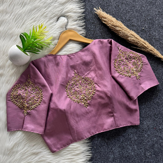 Beautiful handwork all over back and sleeves with designer handwork ready made blouse