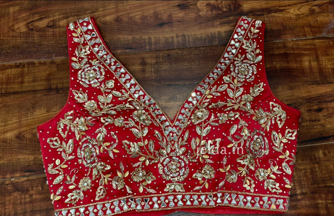 Heavy Embroidery work sleeveless - custom made blouses
