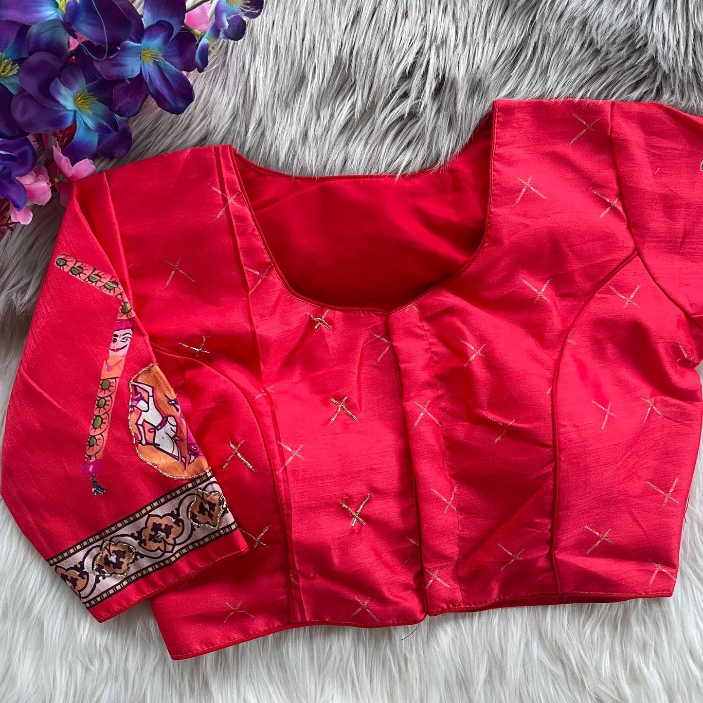 Pure silk with hand work ready made blouse