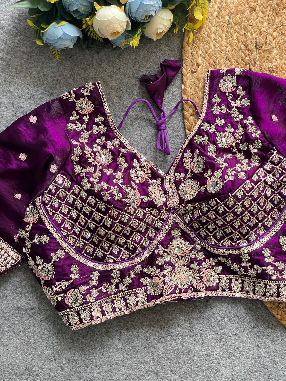 Heavy Handwork + Sequins & Codding Thread Work ready made blouse