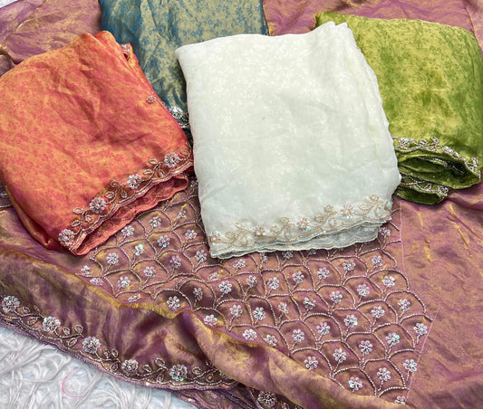 Fancy Space Silk Self Jequard Weaving Fabric Saree