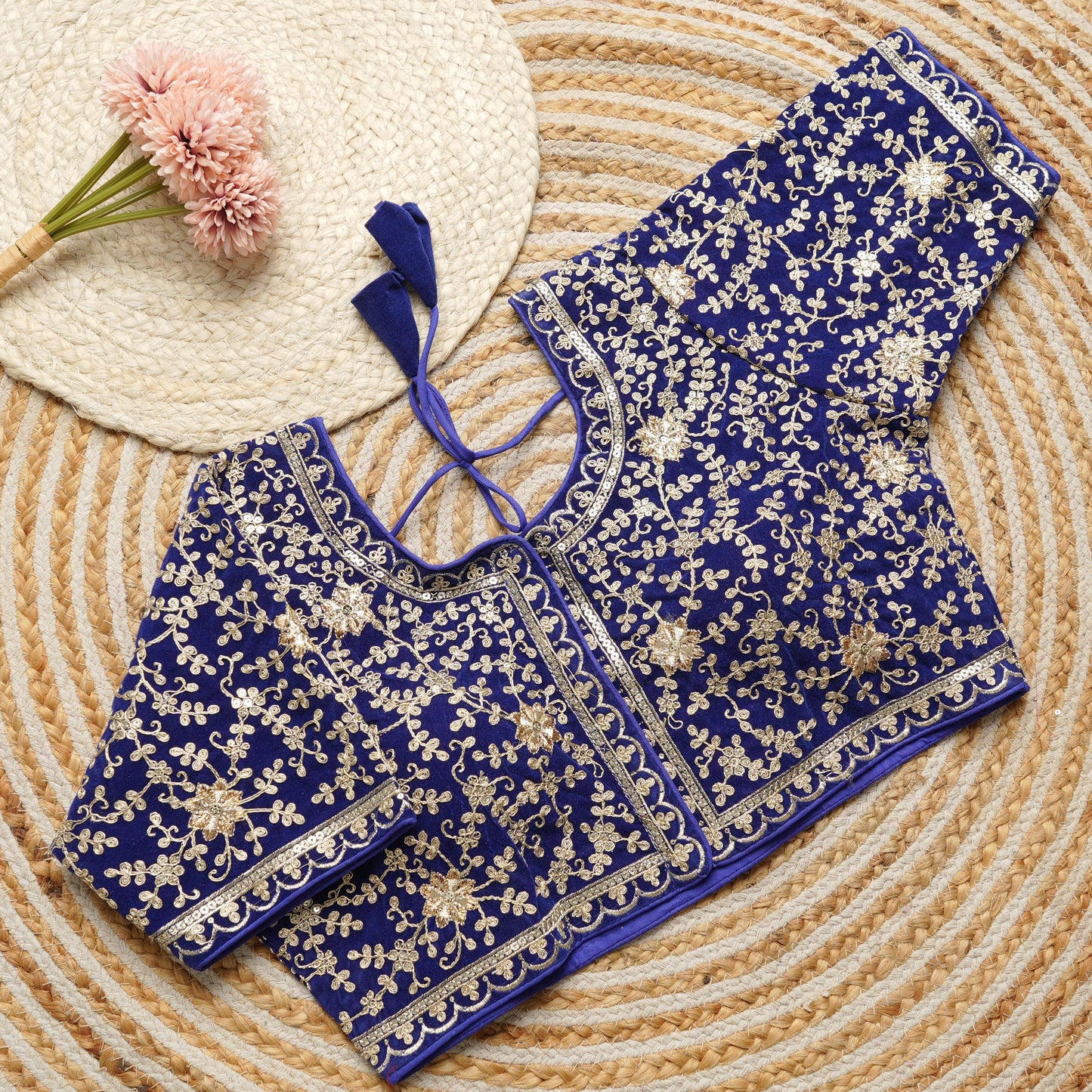 Heavy embroidery work touch up with sequins all over ready made blouses