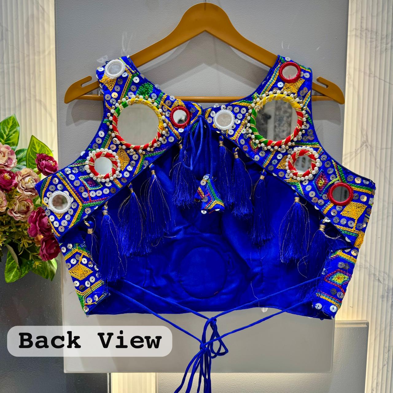 Heavy thread sequins & hand mirror work ready made blouse