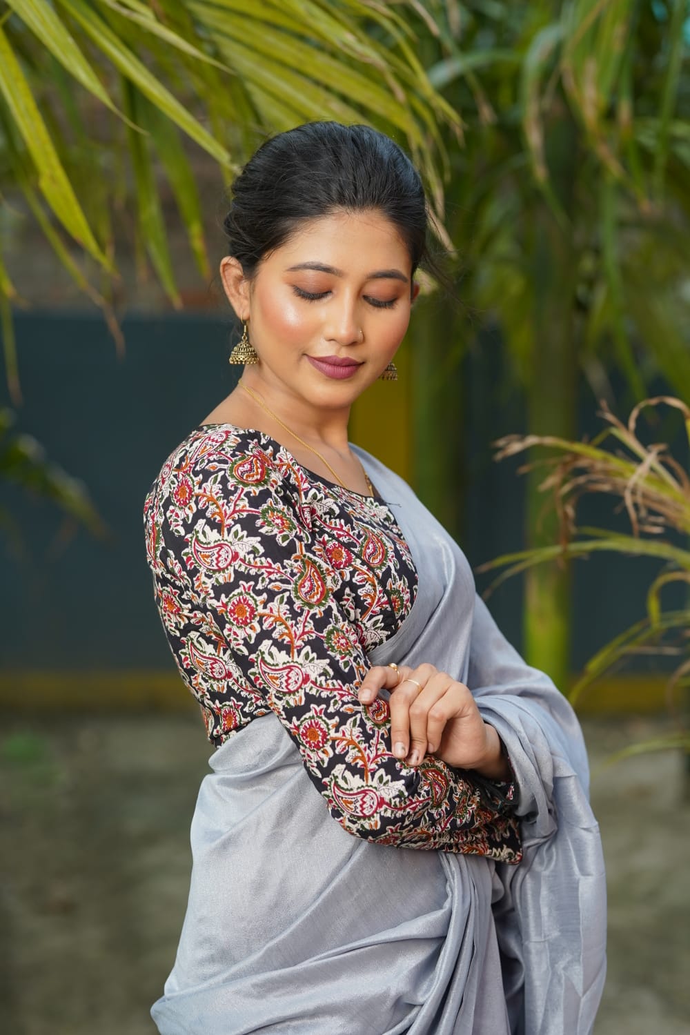 Kalamkari cotton full sleeve ready made blouse