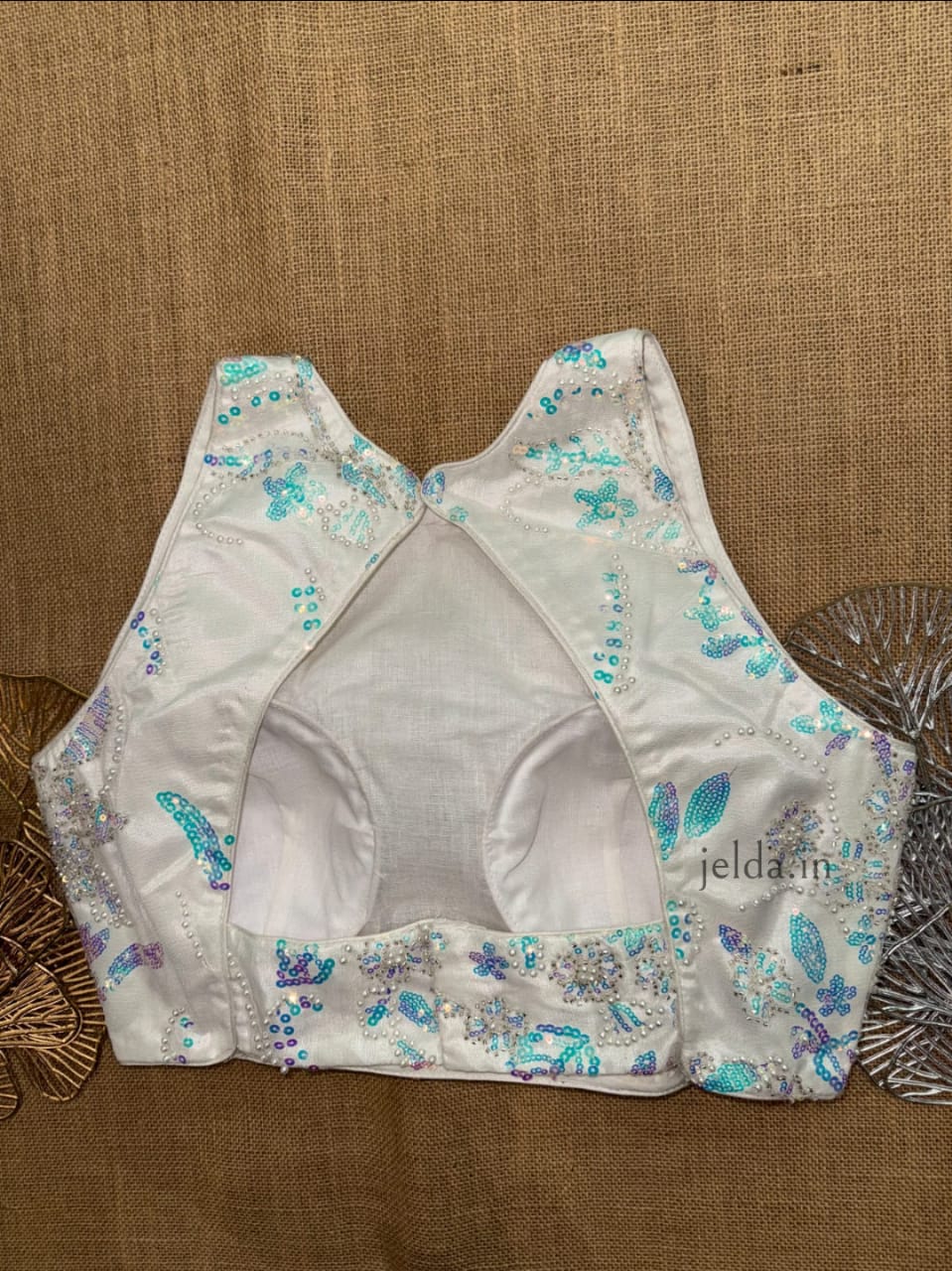 High-Neck Heavy Embroidered Blouses – Designer Sequin Edition