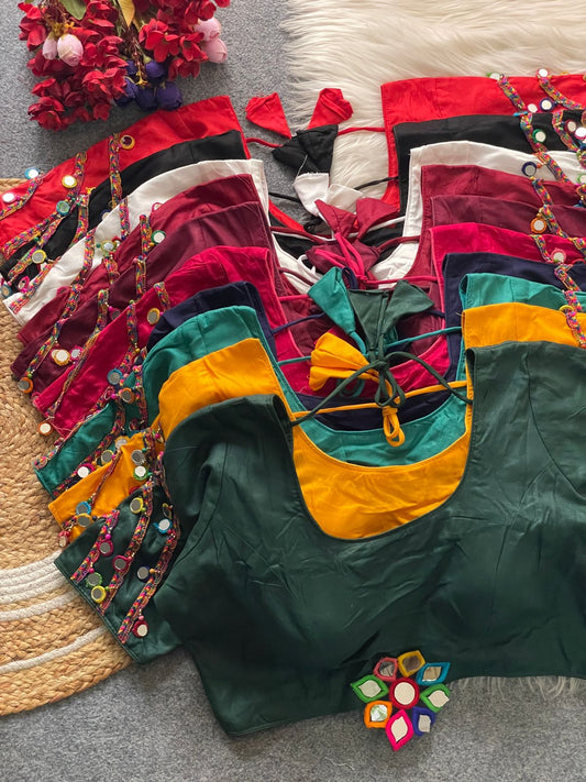 Heavy Embroidery and Hand Mirror Work ready made blouse