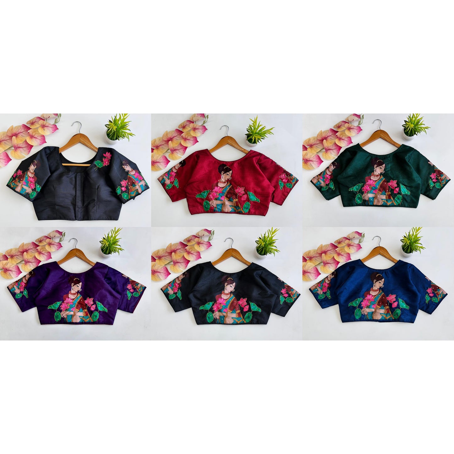 Pure Silk Fabric With Decent Print All Over - Premium Readymade Blouse