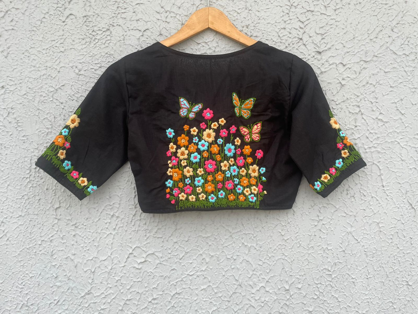 Cotton hand embroidered designer blouse