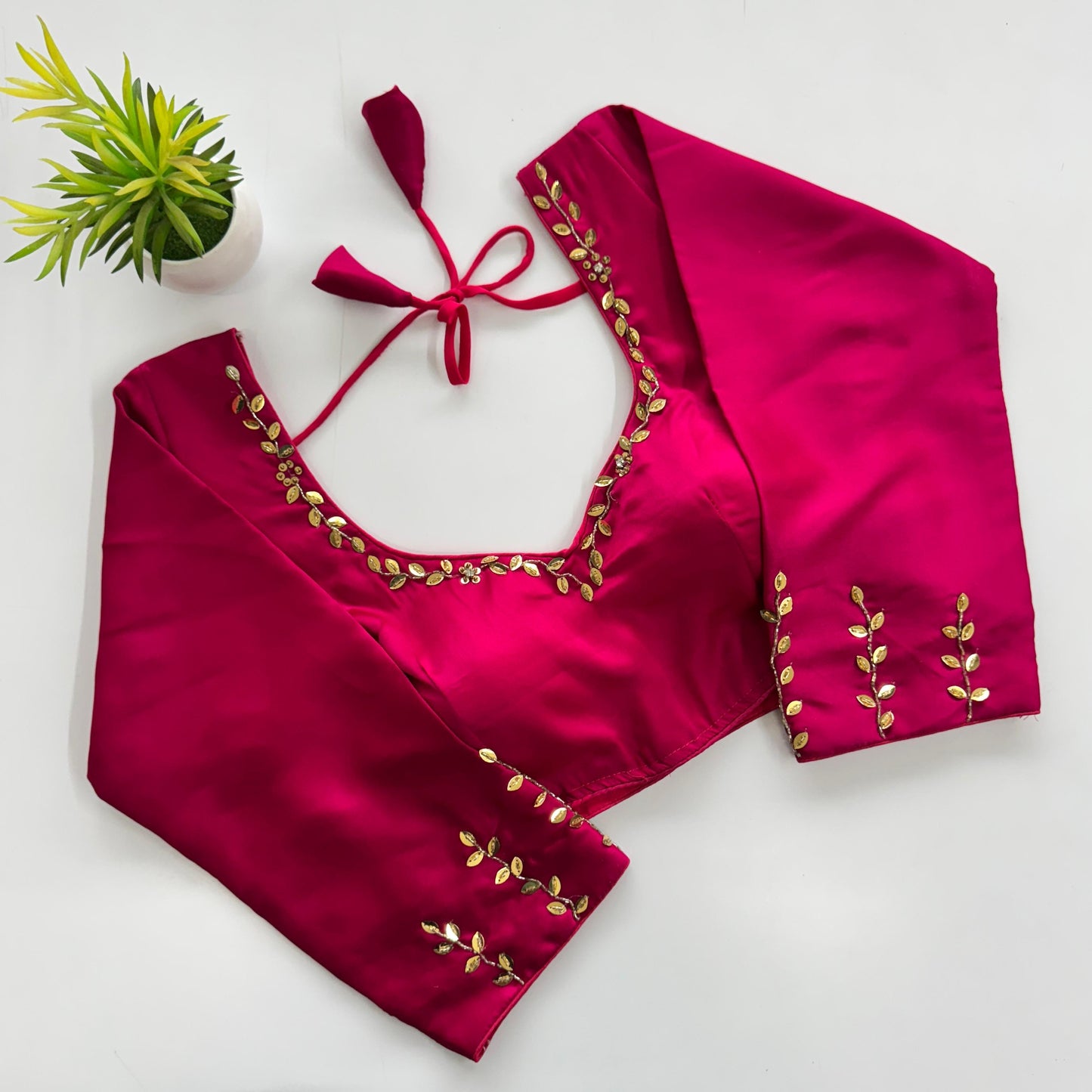 A Beauty Of Golden Handwork With Sequins All Over - Premium Readymade Blouse