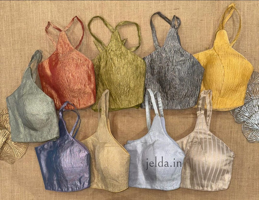 Premium Plain Sleeveless v neck with noodles straps Blouses – Silk Fabric