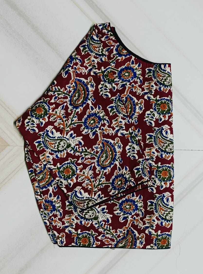 Kalamkari boatneck ready made blouse