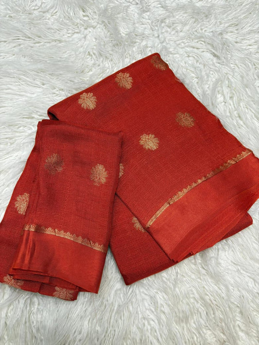 Pure viscose soft jute with satin patta border with jacquard putta sarees