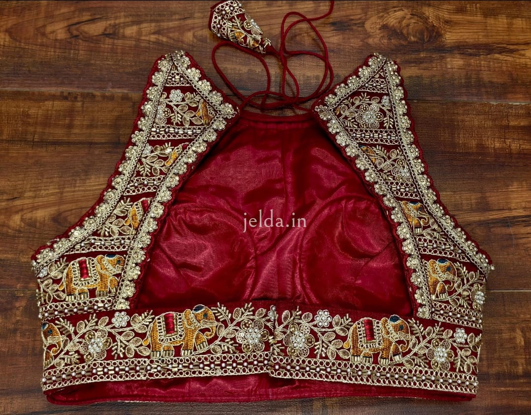 Heavy Embroidery work halter neck sleeveless - custom made blouses