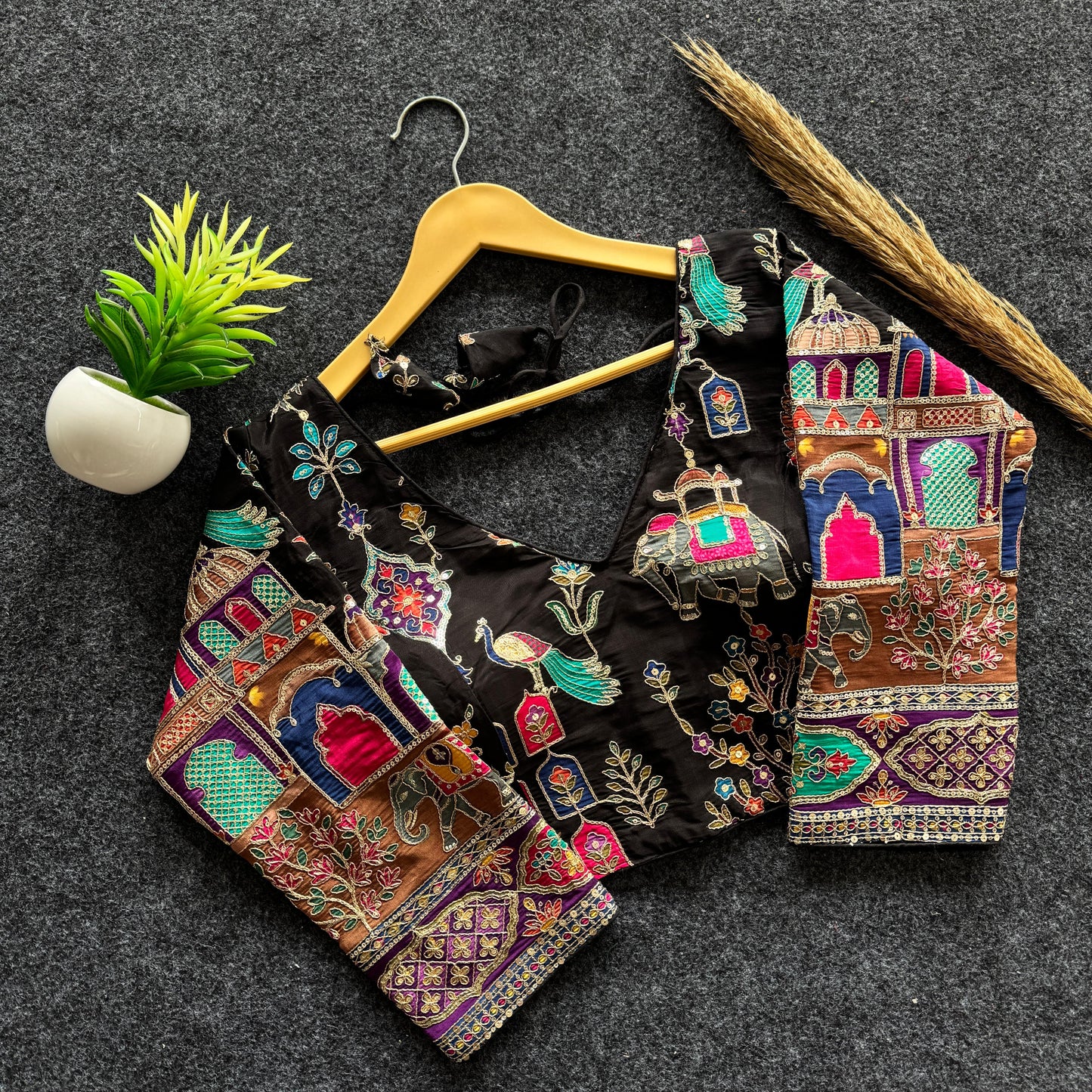 Beautiful flower print print all over blouse with embroidery work ready made blouse