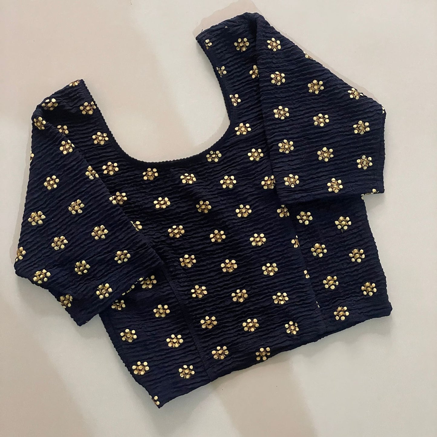STRETCHABLE CRUSH WITH FOIL WORK - PREMIUM READY MADE BLOUSE